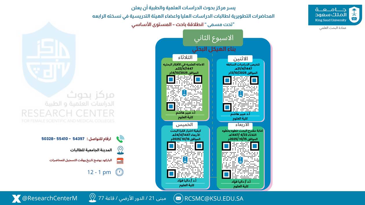 المحاضرة الخامسة من تنظيم مركز بحوث الدراسات العلمية والطبية